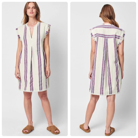 NWT Faherty Baja Beach Tunic Dress in French Rose Baja Stripe Size Large - Picture 1 of 12